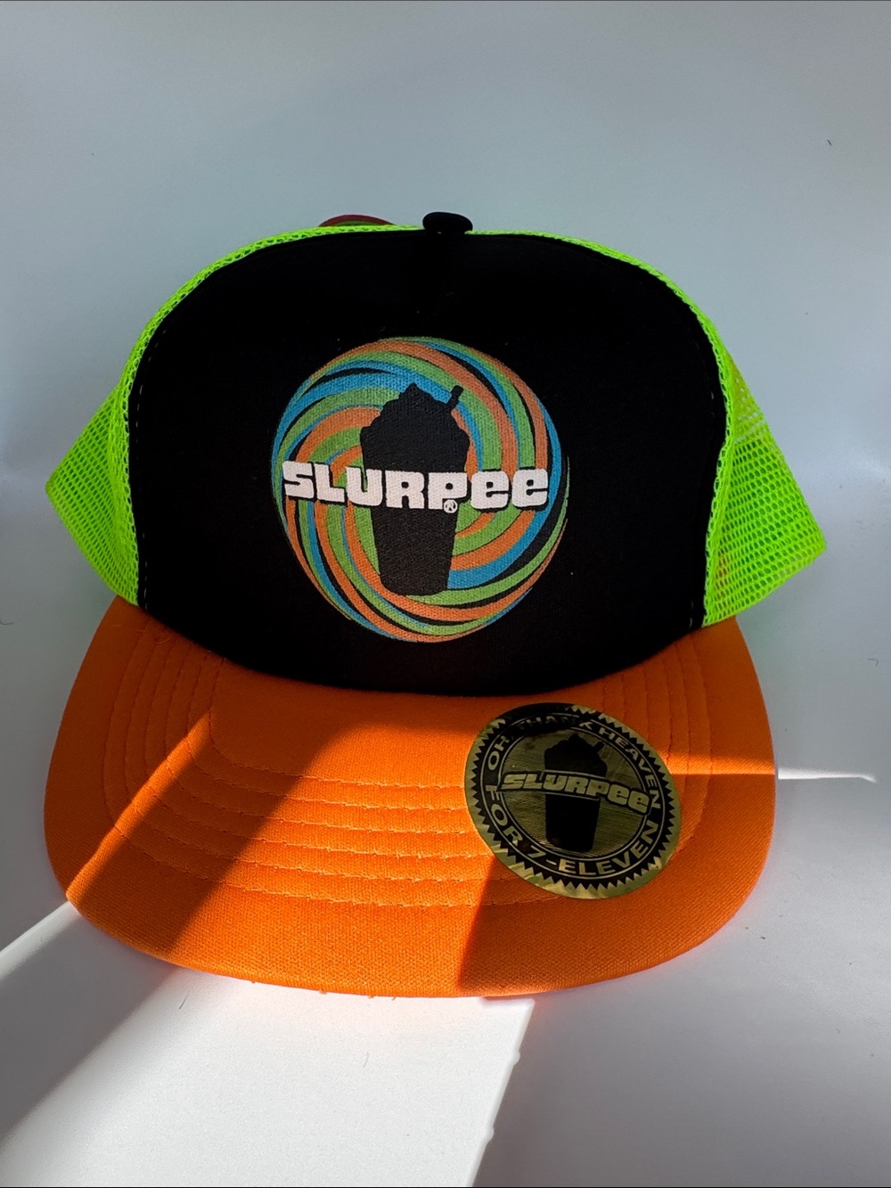 Neon Green & Orange Mesh Trucker Colorful Slurpee Hat